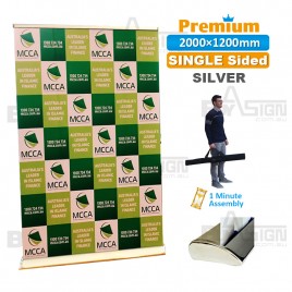 1200x2000mm SILVER, Premium Pull Up Banner with Graphic